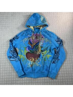 Y2K Ed Hardy Christian Audigier Zip Hoodie Girls Youth XL